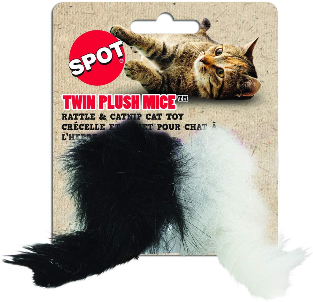 Ethical Pet Spot Twin Plush Mice 2 count  Rattle and Catnip Cat Toys