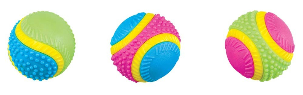 Ethical Pet Spot Sensory Ball 3.25 inch  Colorful Rubber Squeaker Toy for Dogs