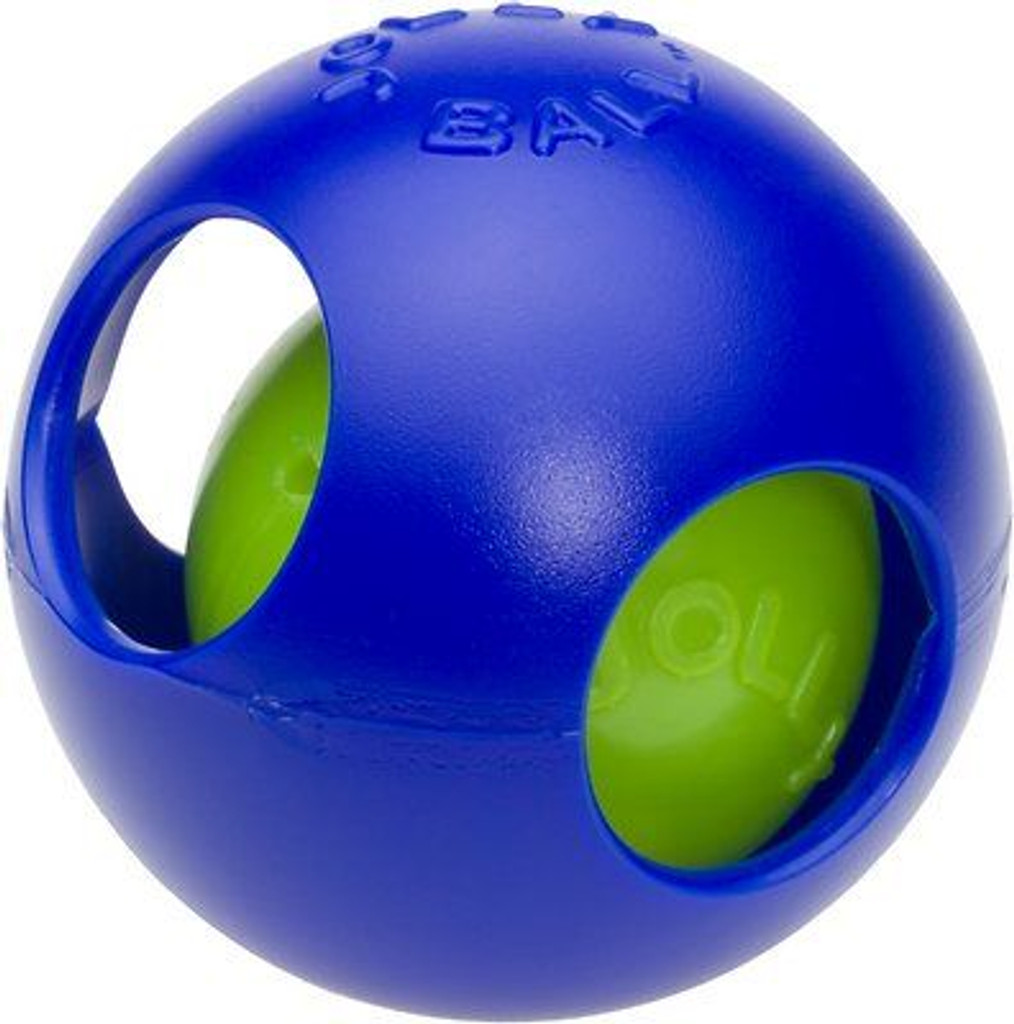 Jolly Pets Teaser Ball 8 inch Blue  Hard Plastic plus Squeaker Toy for Dogs