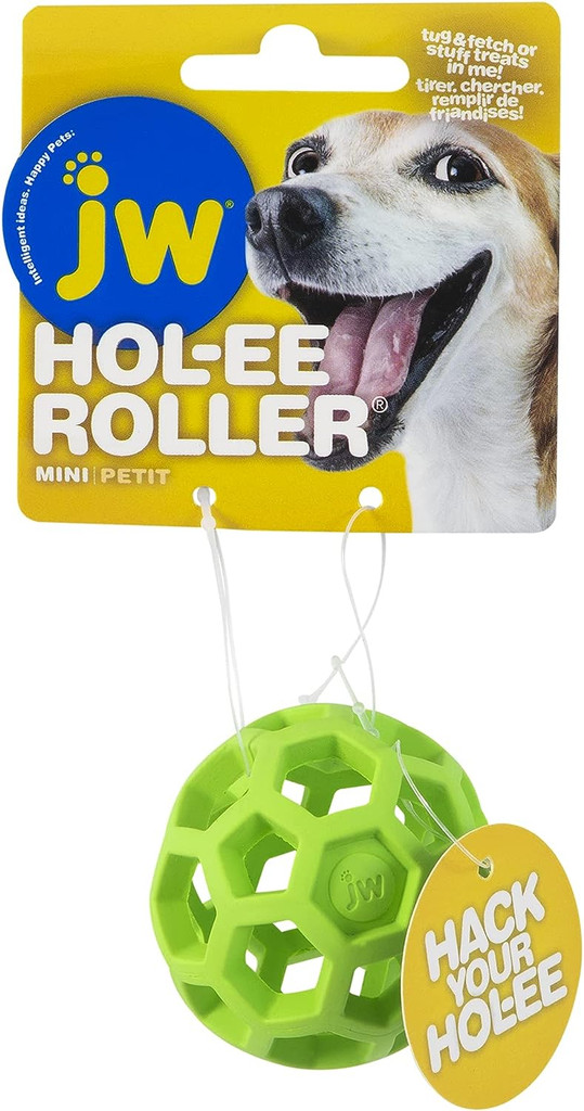 JW Holee Roller Tough Natural Rubber Durable Dog Tug Treat Ball Mini