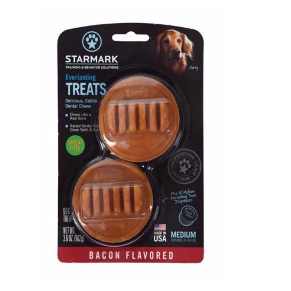 StarMark Everlasting Dog Treat Toy Bacon Edible Dental Chew Medium