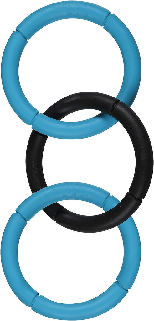JW Pet INVINCIBLE CHAIN Three 6-inch Rings Dog Rubber Tug and Fetch Toy Large