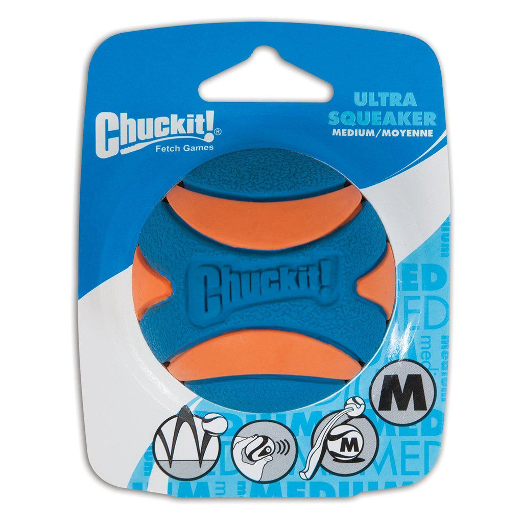 Chuckit! Ultra Squeaker Ball Natural Rubber Dog Toy Medium