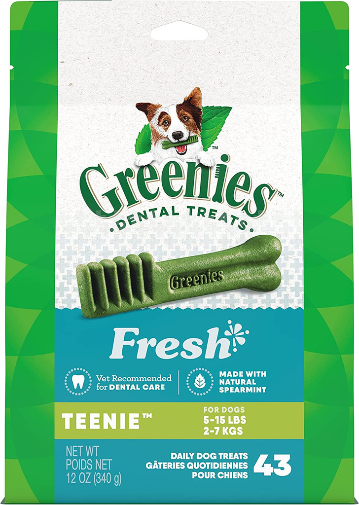 Greenies Fresh Mint Teenie Size 43 count 12 oz  Dental Chew Treats for Dogs