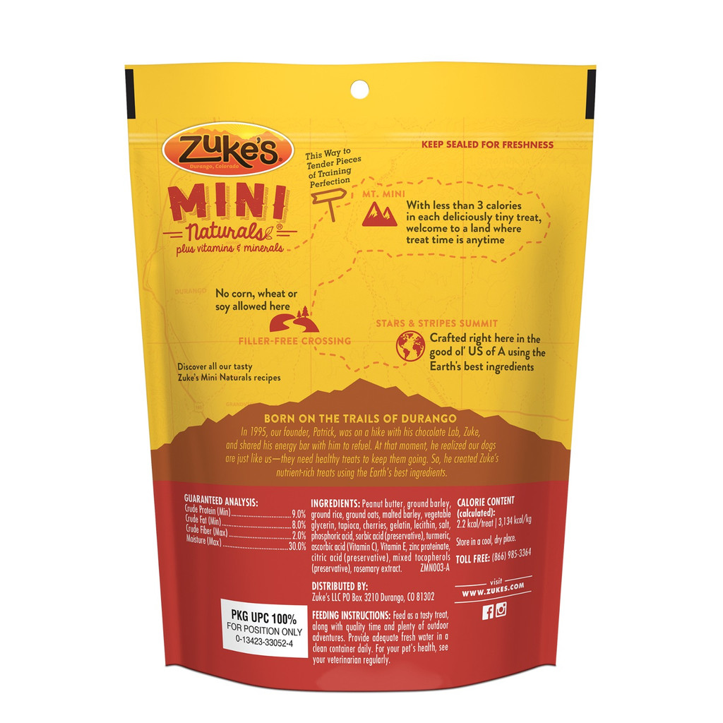 Zuke's Mini Natural Healthy Fresh Peanut Butter and Oats Dog Training Treats 6oz