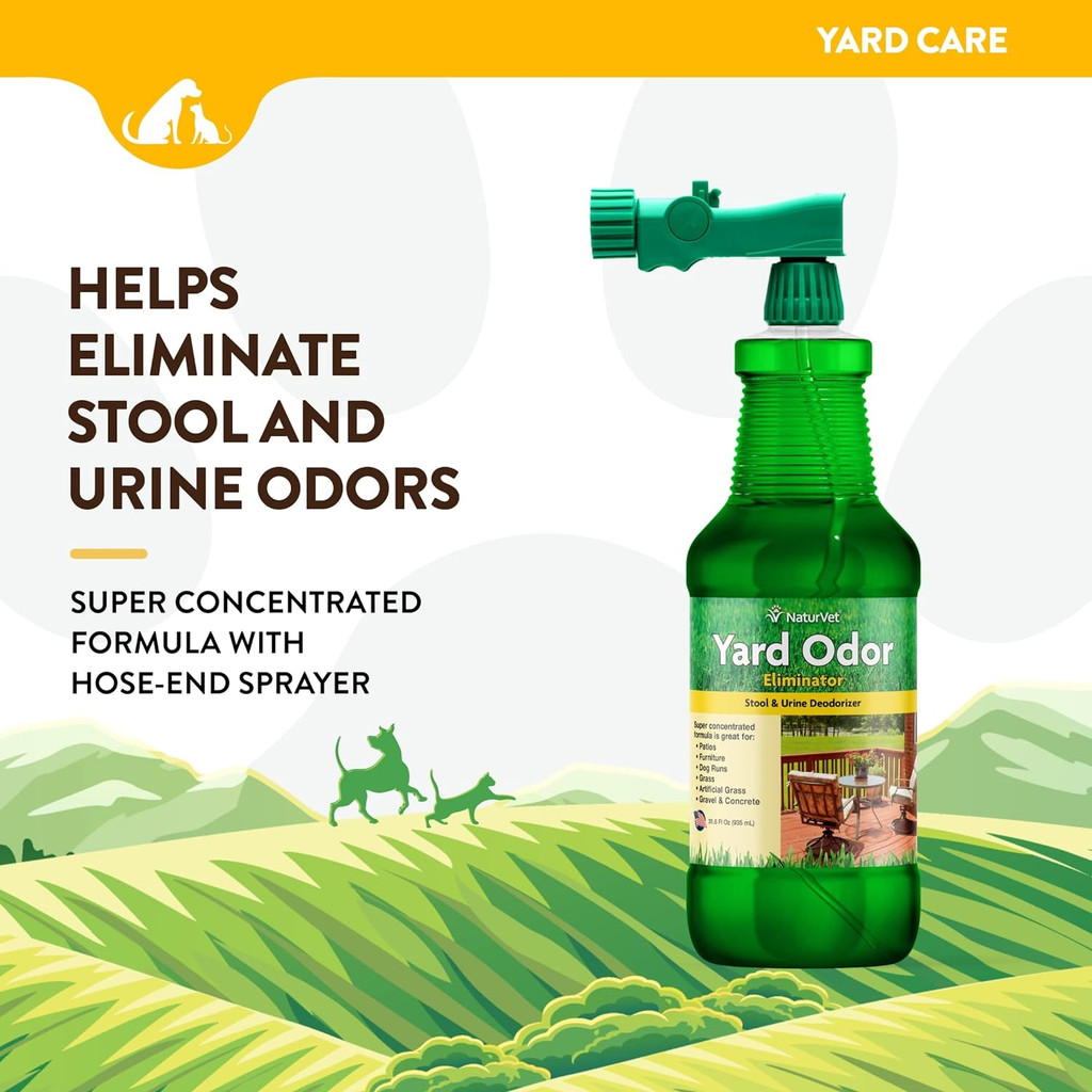 NaturVet Yard Plants Pet Odor Eliminator Concentrated Hose Spray Nozzle 32 oz