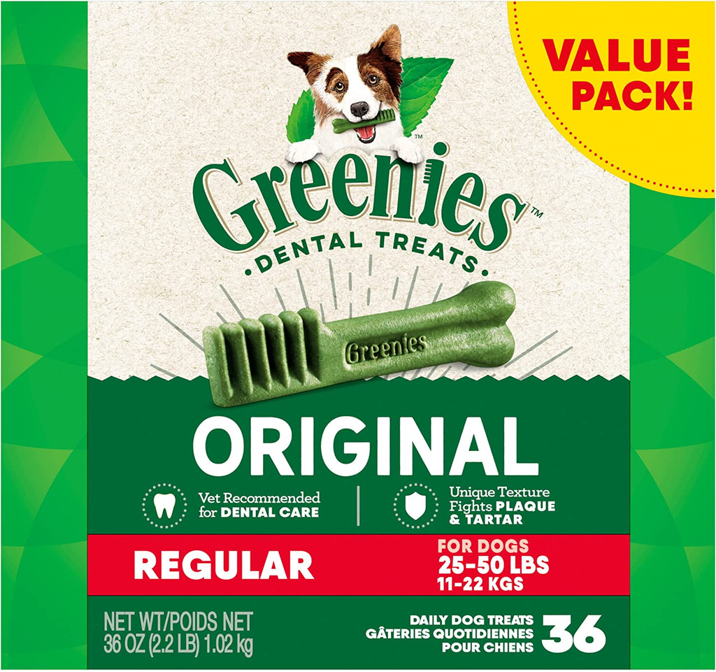 Greenies Original Regular Size 36 count 36 oz  Dental Chew Treats for Dogs