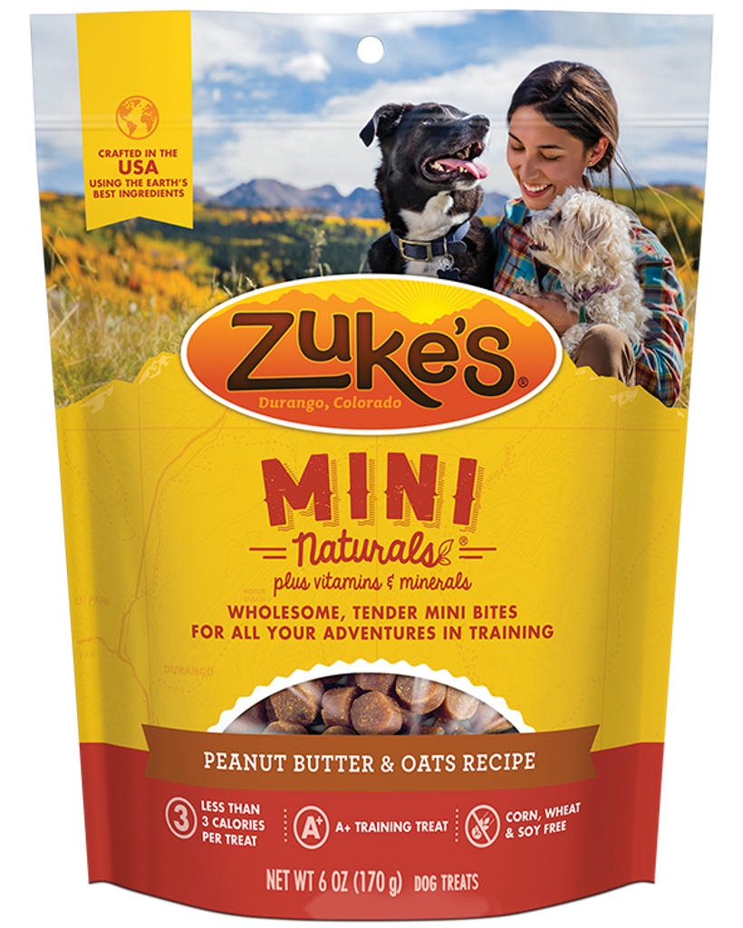 Zuke's Mini Naturals Peanut Butter & Oats Recipe Dog Training Treats 16 oz