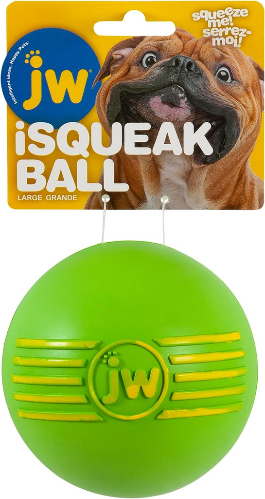JW PET ISqueak Squeaker Dog Puppy Fetch Chew Toy LARGE BALL