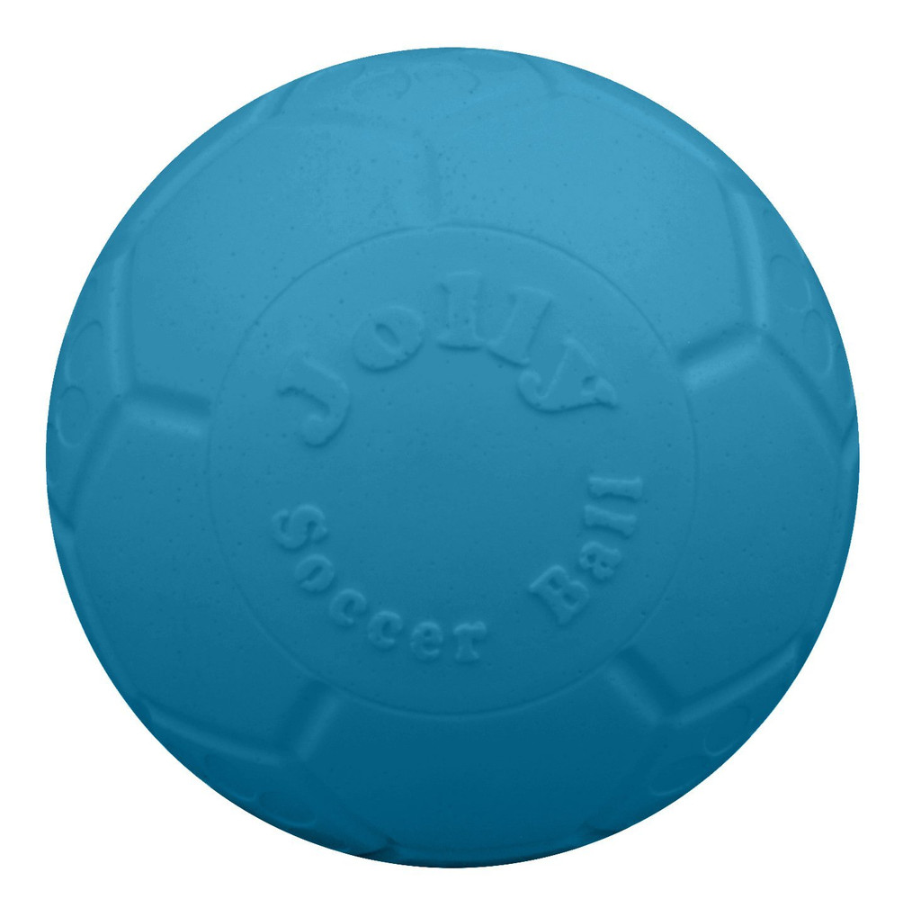 Jolly Pets Soccer Ball Blue 6 inch  Unscented Rubber Chew Toy for Dogs
