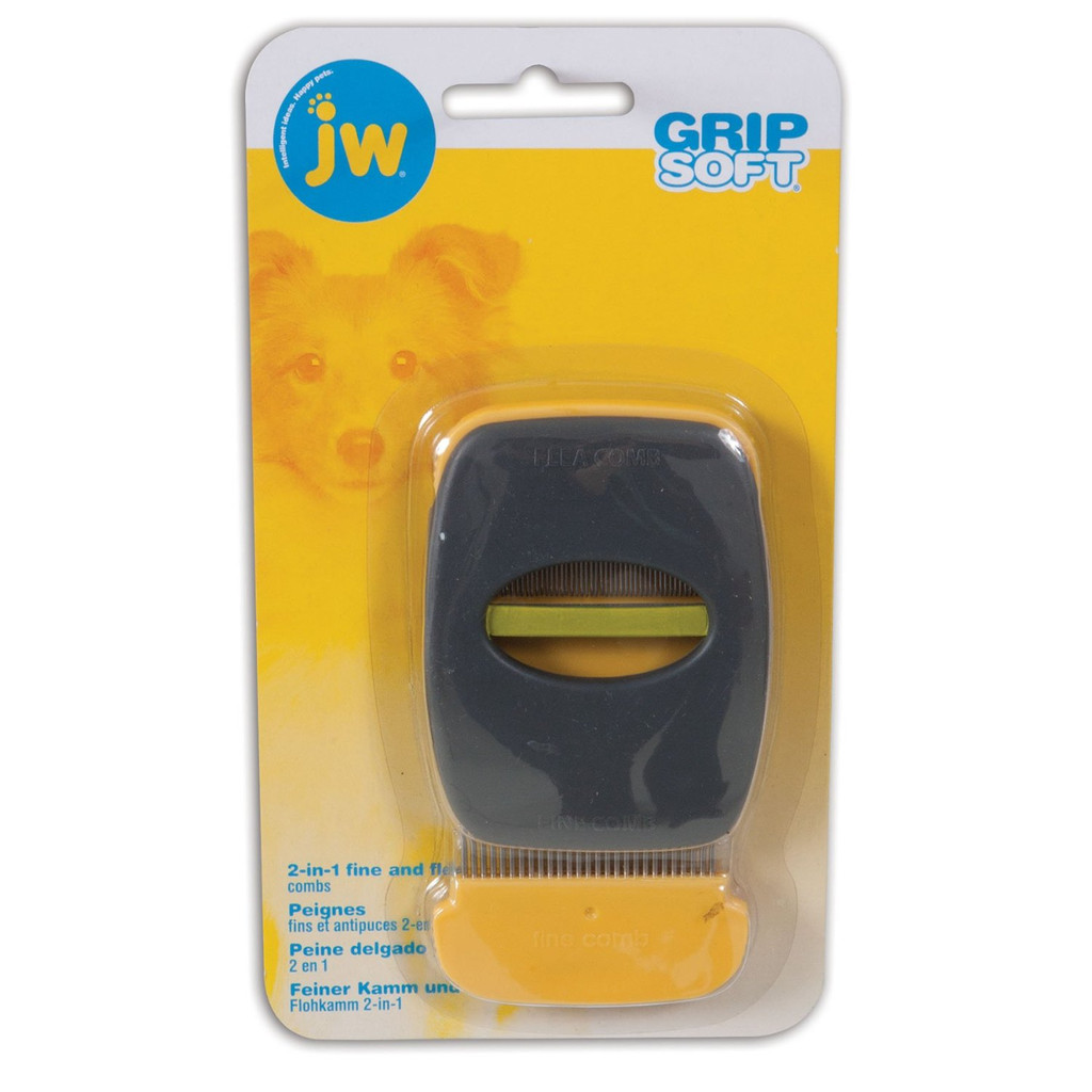 PetMate JW Pet GripSoft 2-in-1 Fine and Debris Comb for Dogs and Cats