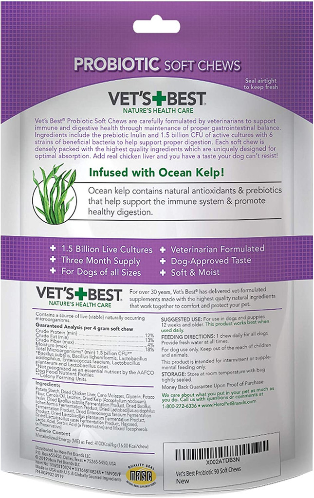 Vet's Best Probiotic Soft Chew Supplements for Dogs 4.2 oz