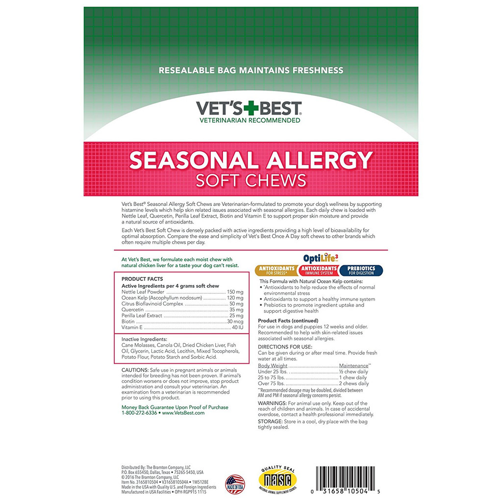 Vet's Best Seasonal Allergy Soft Chews for Dogs 4.2 oz