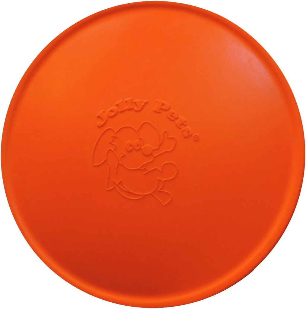 Jolly Pets Flyer Natural Rubber Floating Disc Interactive Dog Toy Orange 9.5inch