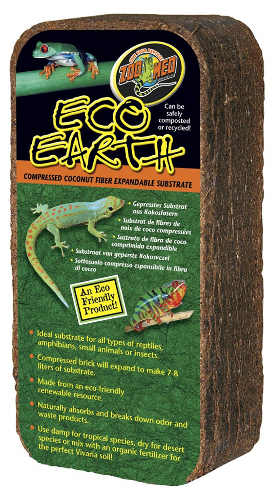 Zoo Med Eco Earth Compressed Coconut Fiber Expandable Substrate Reptiles 1 Brick
