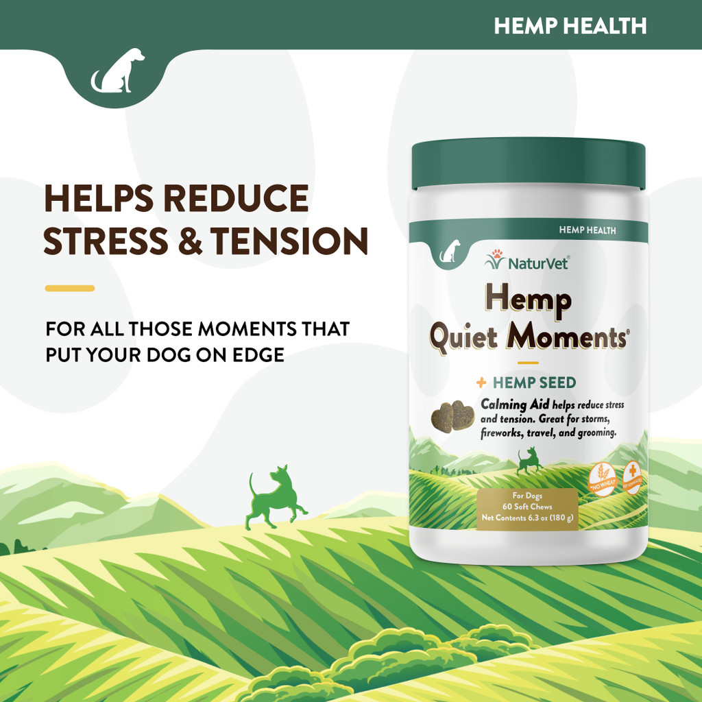 NaturVet Quiet Moments HEMP Soft Chews 60 count (Jar) for Dogs