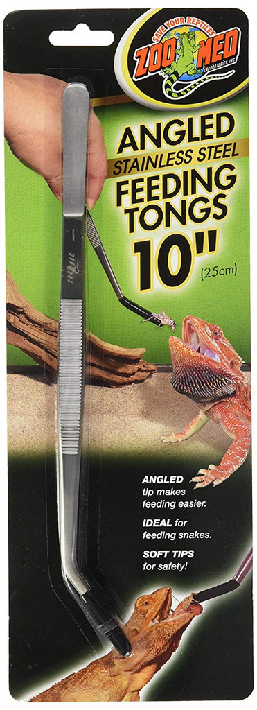 Zoo Med Angled Stainless Steel Feeding Tongs Ideal for Snakes 10 inches