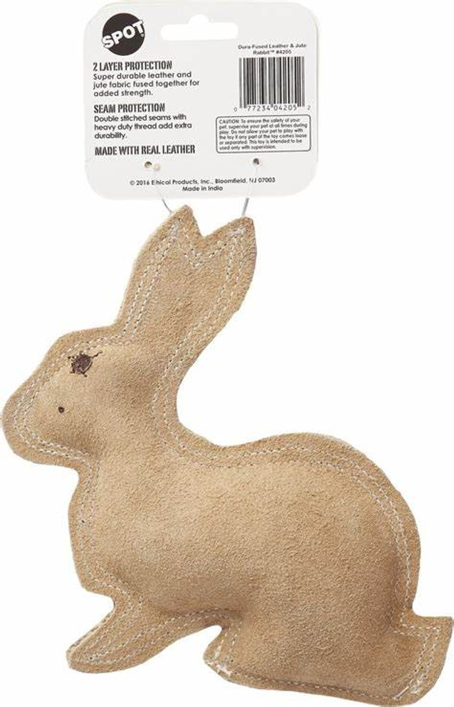 Ethical Spot Dura-Fused Leather and Jute Rabbit Small Durable Toy for Dogs