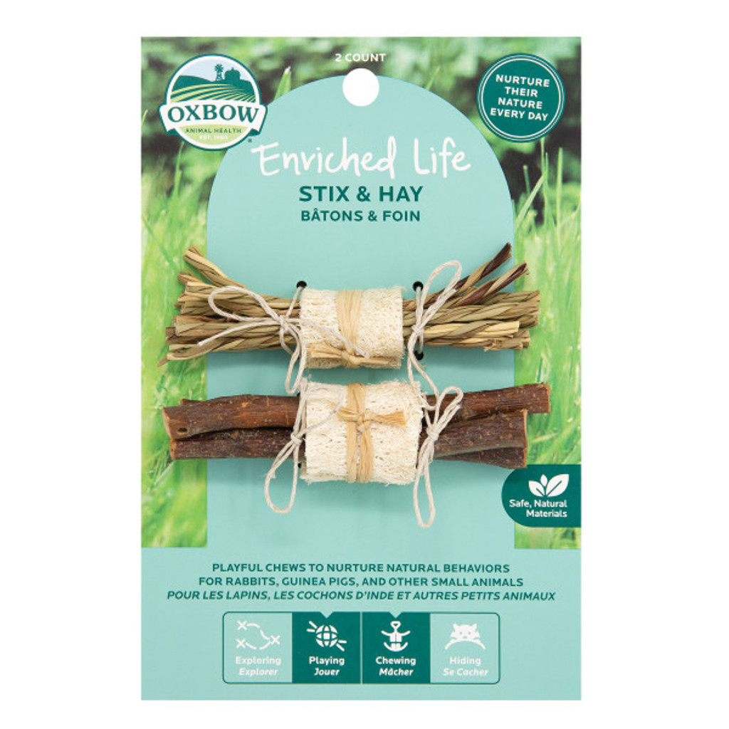 Oxbow Enriched Life Stix and Hay for Small Animals Safe Natural Materials