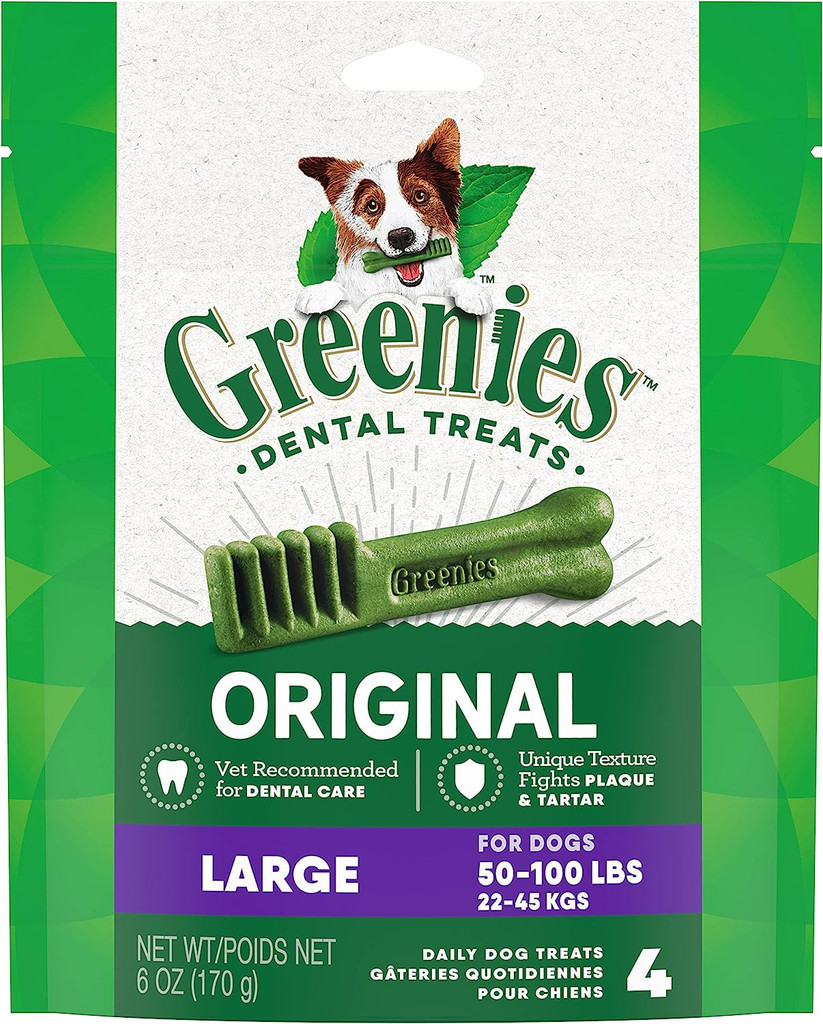 Greenies Original Dental Large Treats for Dogs 50-100 Pounds 4 Count