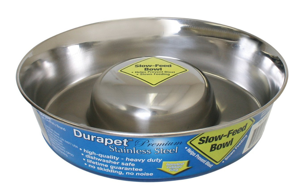 OurPets DuraPet Premium Slow Feed Stainless Steel Large Bowl for Dogs 8 cups