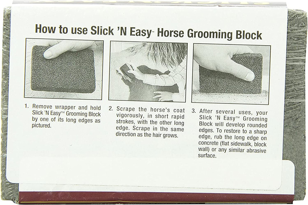 Farnam Slick 'N Easy Horse Grooming Block 1.25 oz  Removes Loose Hair/Dust/Dirt