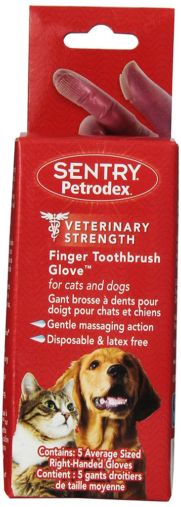 Sergeants Sentry Petrodex Finger Brush Glove For Dogs and Cats 5 count