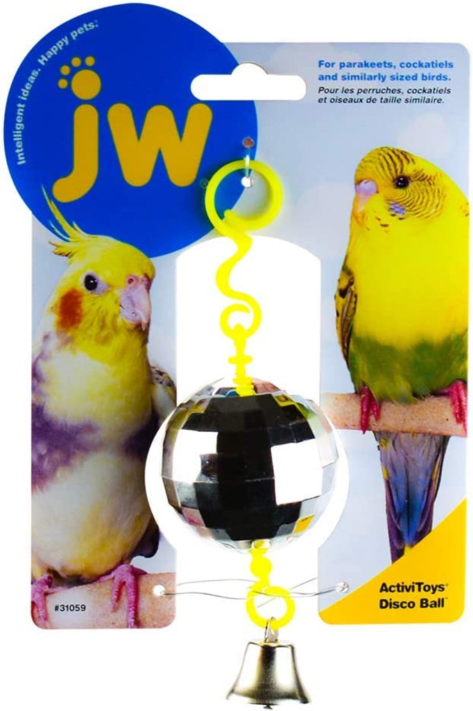 JW Pet Activitoy Disco Ball Bird Grooving the Beat Tiny Mirror Effect Square