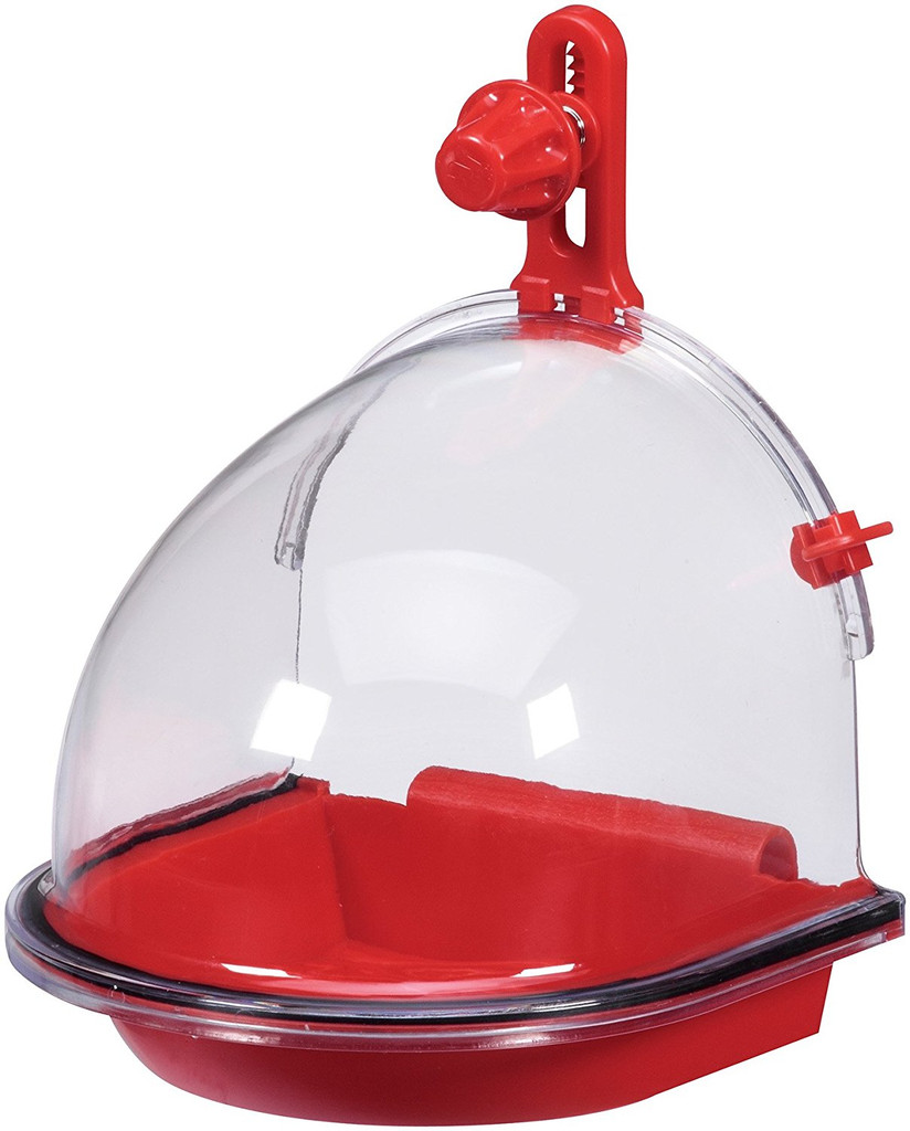 JW Pet Insight Bird Bath Brightly Colored Clear Cover Splish and Splash Cage