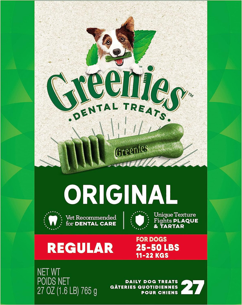 Greenies Original Regular Size 27 count 27 oz  Dental Chew Treats for Dogs