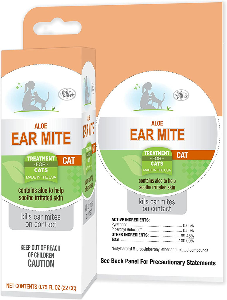 Four Paws Aloe Ear Mite Treatment 0.75 oz  Soothing Relief for Cats