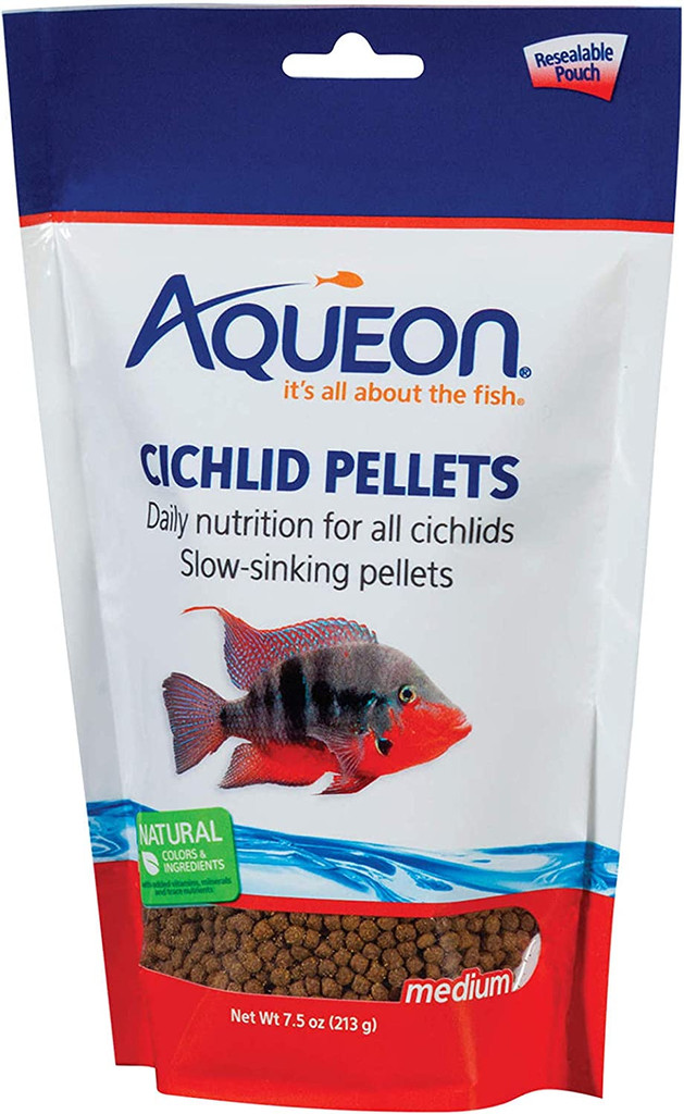 Aqueon Cichlid Pellets Medium Food for Fish 7.5oz