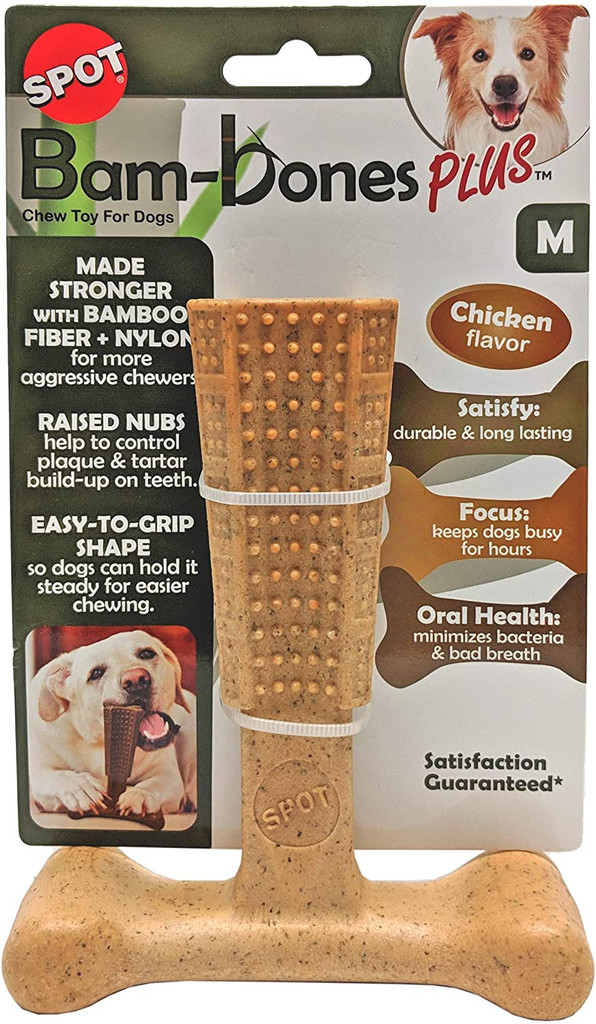 SPOT Ethical Pet Bambone 6-Inch Easy-To- Grip Chew Toy For Dogs Chicken Flavor