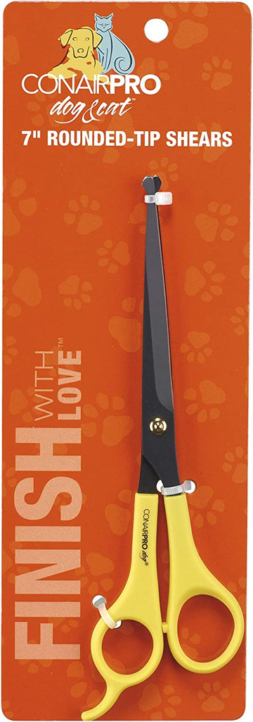 CONAIRPRO Dog & Cat 7-Inch Rounded Tip Shears With Soft Grip Finger Holes