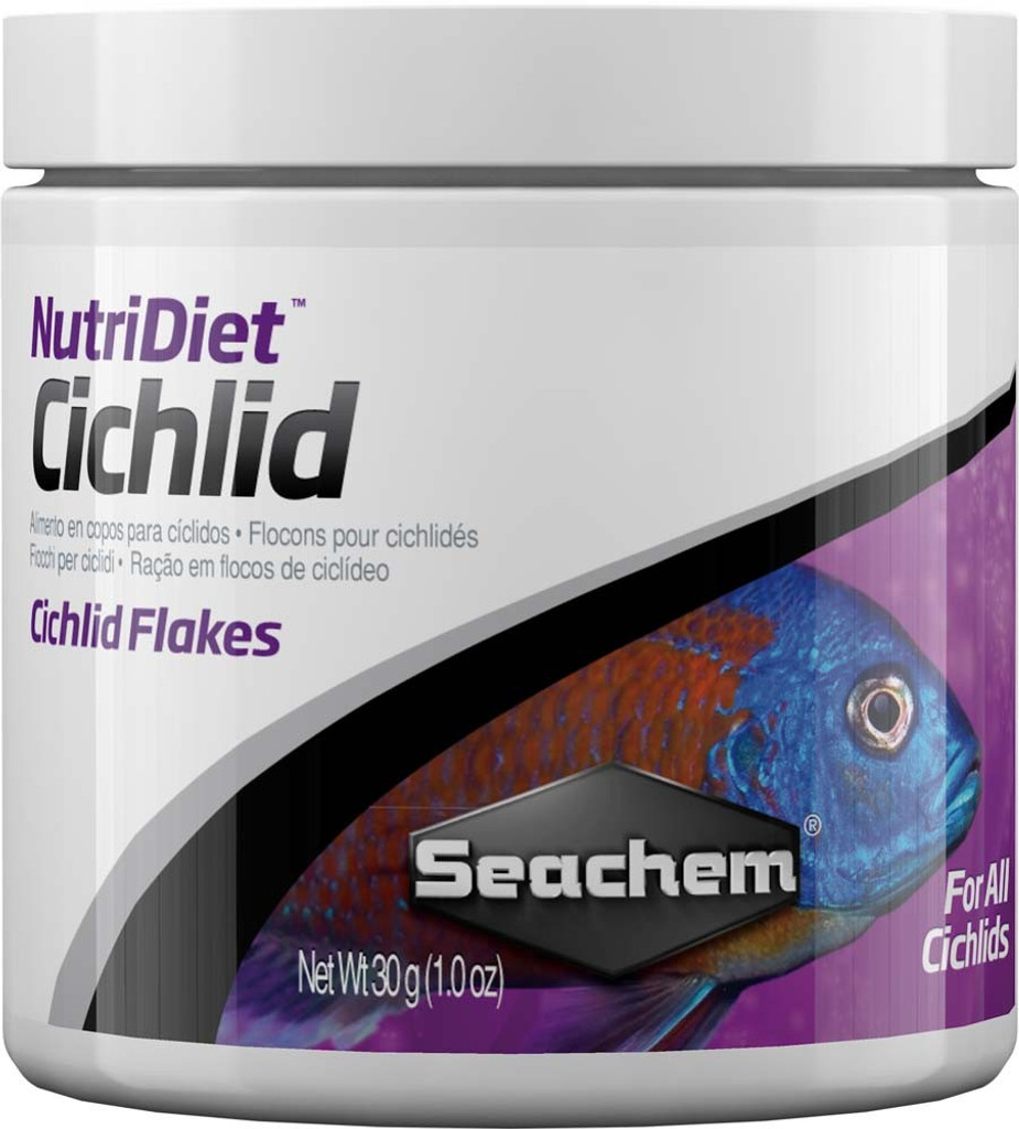 Seachem NutriDiet Cichlid Fish Flakes - Probiotic with GarlicGuard 1.0-Ounce
