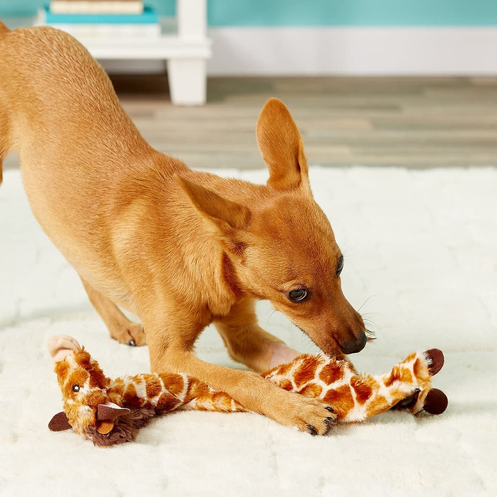 SPOT Skinneeez Stuffless Toy with Squeaker  Tug-Of-War 14" Giraffe Dog Toy