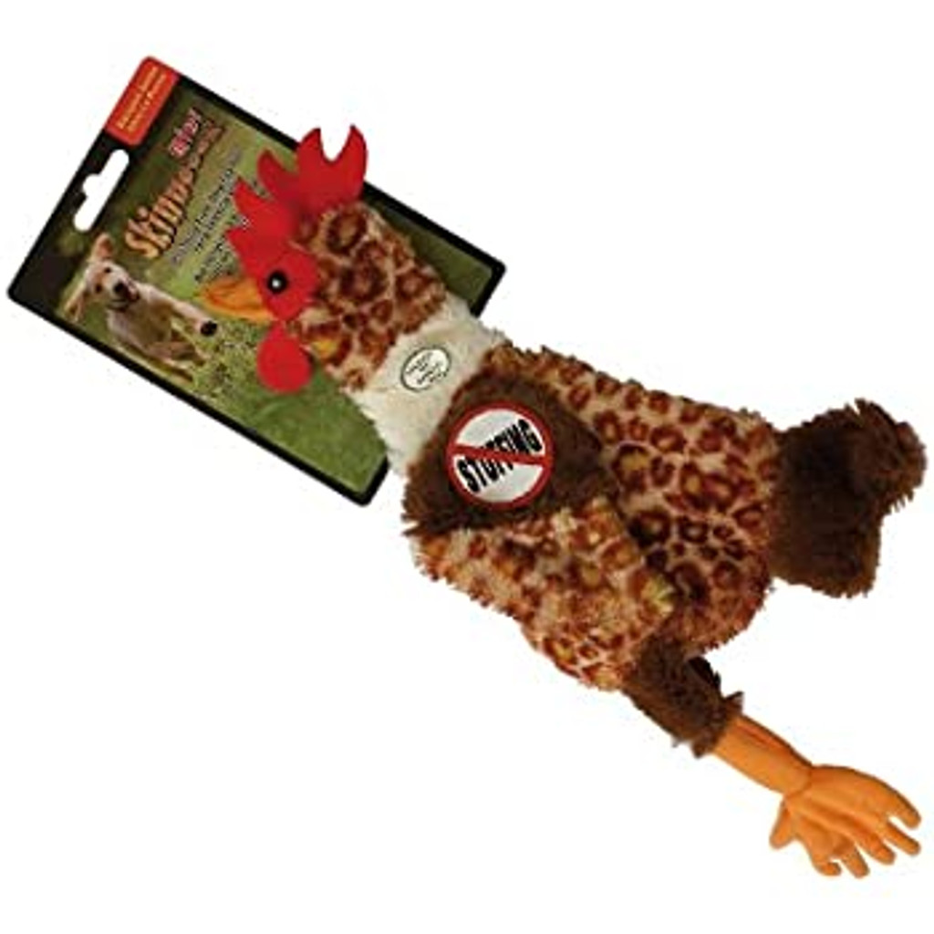 SPOT Skinneeez Stuffless Toy with Squeaker, Tug-Of-War Chicken Dog Toy