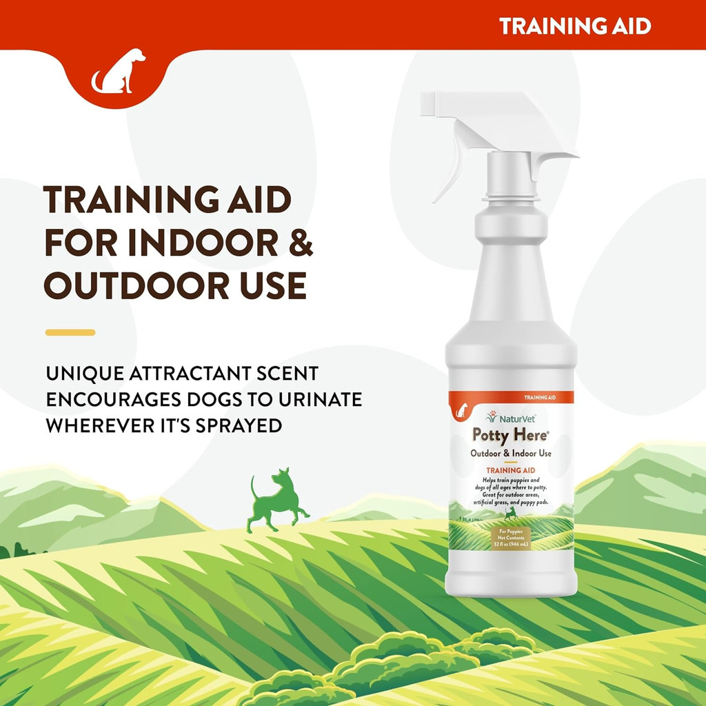 NaturVet POTTY HERE Training Aid Dog and Puppy Outdoor/Indoor Spray 32 oz