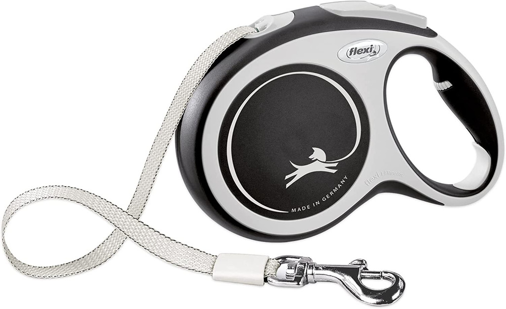 Flexi New Comfort Retractable Tape Dog Leash Large 26-Foot Black/Grey 110-lb