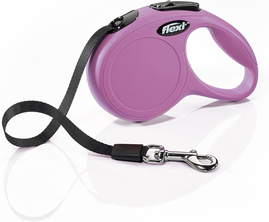 Flexi New Classic Retractable Tape Dog Leash X-Small 10-Foot Pink 26-lb. Dogs