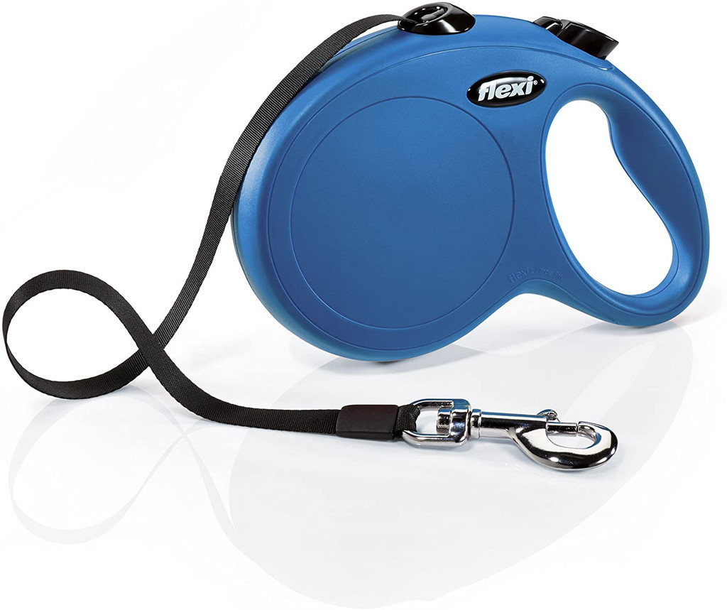 Flexi New Classic Retractable Tape Dog Leash Large 16-Foot Blue 110-lb. Dogs