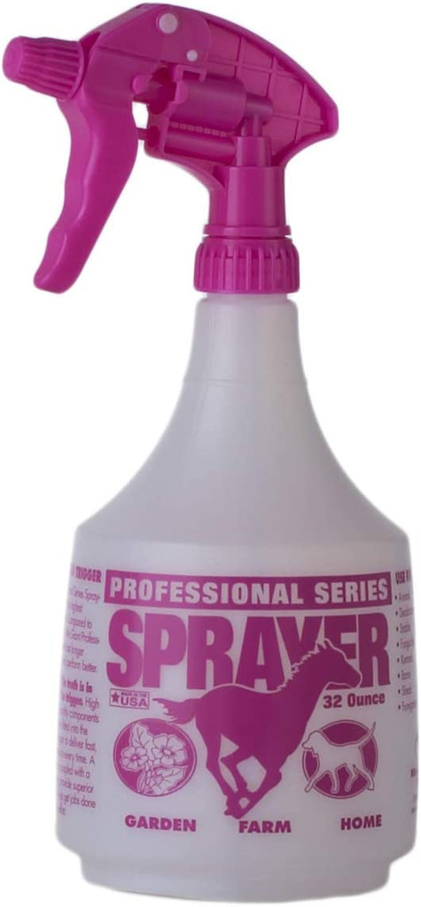 Little Giant 32 Ounce Plastic Spray Bottle With Hot Pink Adjustable Nozzle