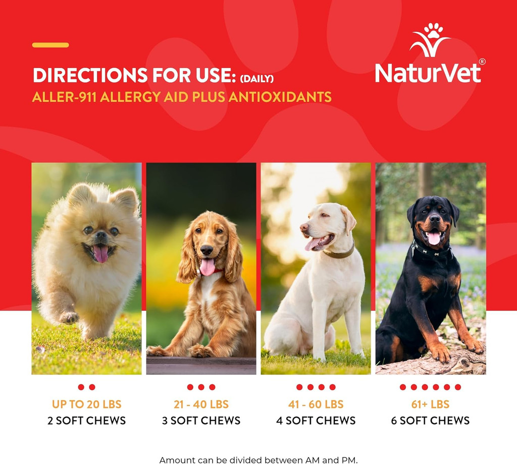 NaturVet ALLERGY AID Antioxidants Support Immune Soft Chew Dog and Cat 70 count