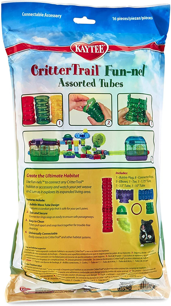 Kaytee CritterTrail Fun-nel Value Pack 16 Piece Assorted Colors and Tubes