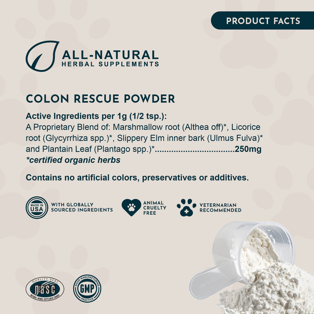 Animal Essentials Colon Rescue Powder Herbal Digestive Aid For Dogs & Cats 1-Oz.