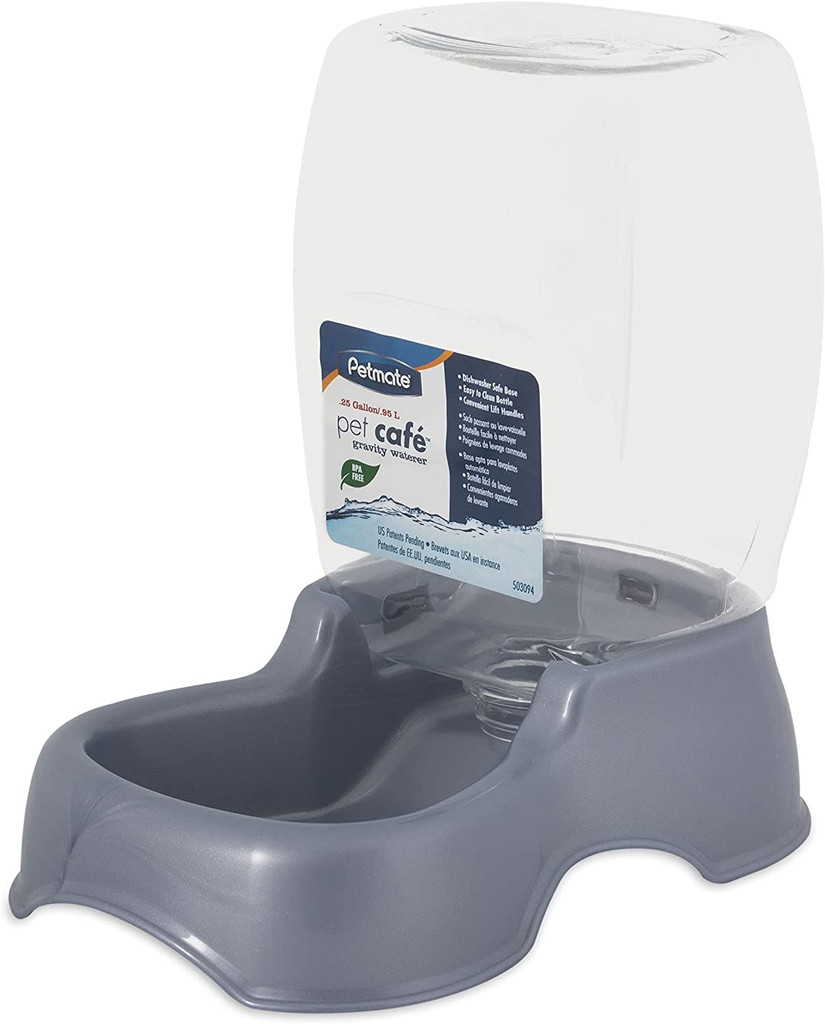 Petmate Pet Cafe Ash Blue Gravity Waterer .25 Gallon For Cats Dogs Easy To Clean