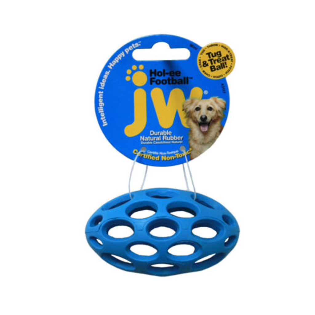 JW Hol-ee Football Mini Tug & Fetch Or Chew Puzzle Toy For Dogs Assorted Colors