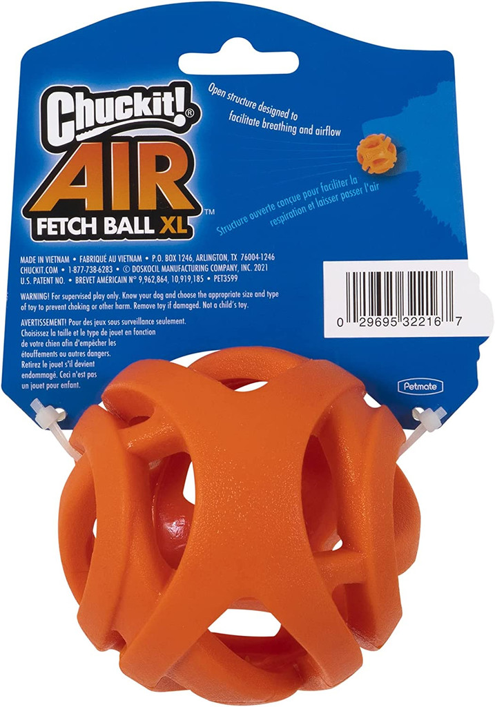 Chuckit Air Fetch Ball XL Fetch Hard Breathe Easy Interactive Dog Toy 1-Count