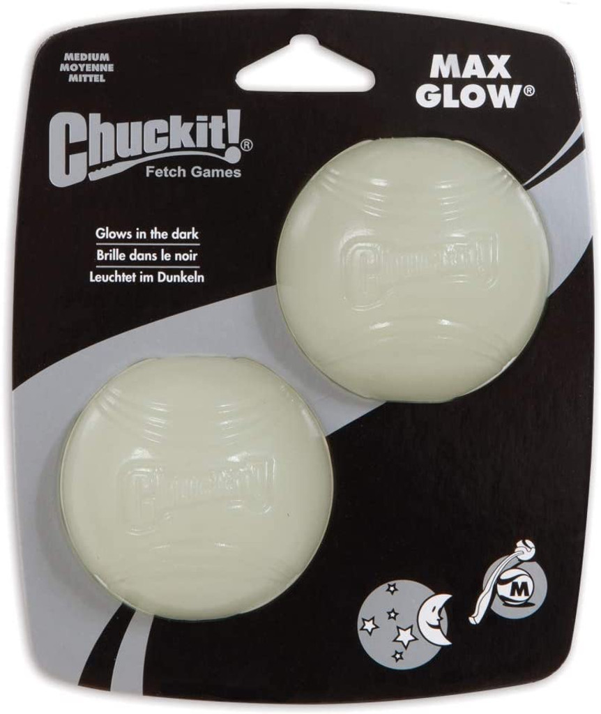 Chuckit Max Glow In The Dark Fetch Ball For Dogs 2.5-Inch Medium 2-Count