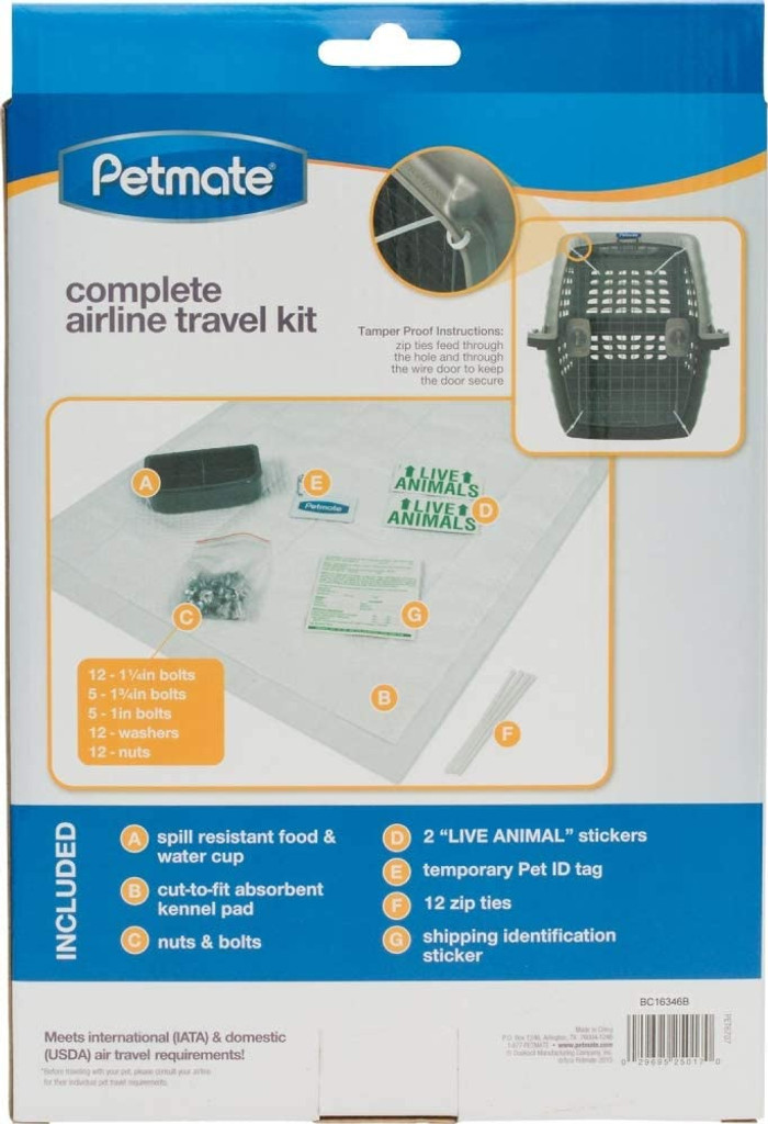 Petmate Complete Airline Required Essentials Kennel Travel Kit For Pets